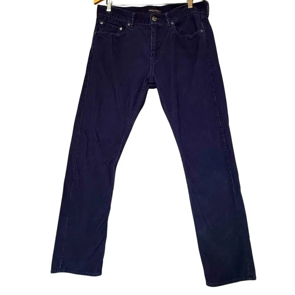 Banana Republic Corduroy Straight Pants 34x31 Navy Blue Pima Cotton Preppy